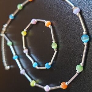 Colorful Beaded Necklace and Bracelet Set